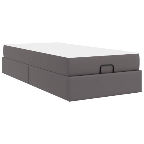 Rama łóżka z materacem z materacem 2 pcs Szary PVC
