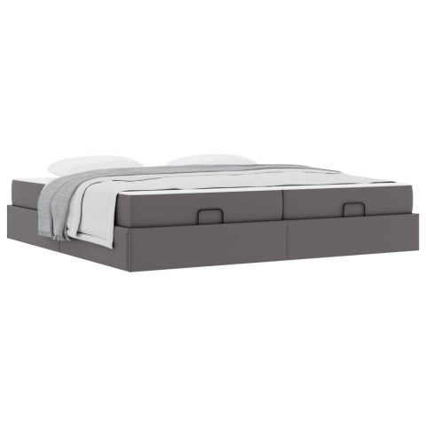 Rama łóżka z materacem z materacem 2 pcs Szary PVC