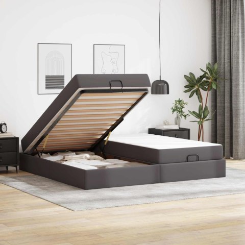 Rama łóżka z materacem z materacem 2 pcs Szary PVC