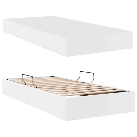 Łóżko z miejscem na przechowywanie i materacem 2 pcs Biały