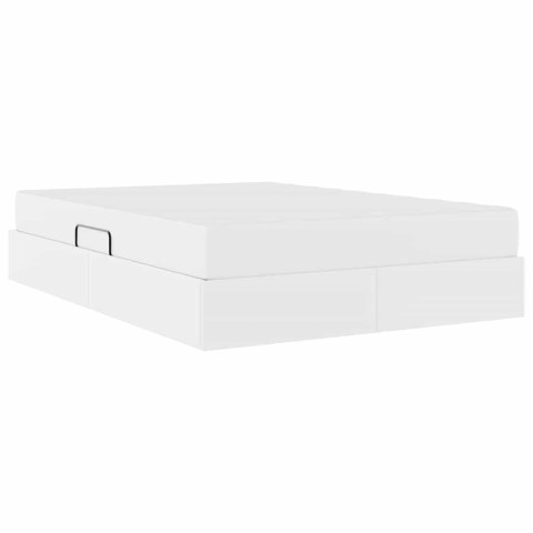 Łóżko z miejscem na przechowywanie i materacem 2 pcs Biały