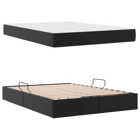 Łóżko z miejscem na przechowywanie i materacem 2 pcs Czarny