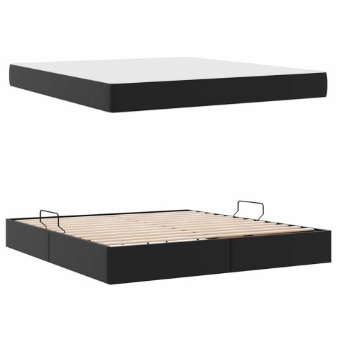 Łóżko z miejscem na przechowywanie i materacem 2 pcs Czarny