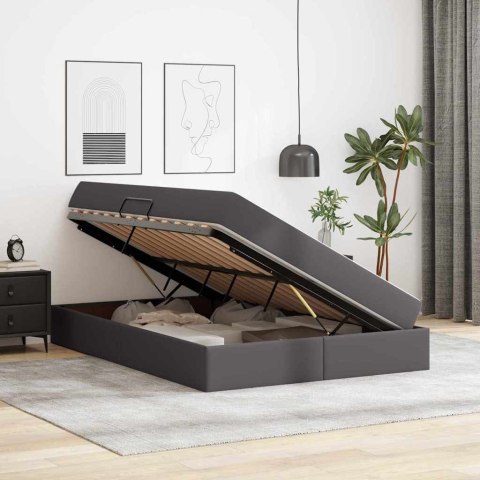 Łóżko z miejscem na przechowywanie i materacem 2 pcs Szary