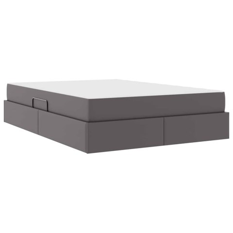 Łóżko z miejscem na przechowywanie i materacem 2 pcs Szary