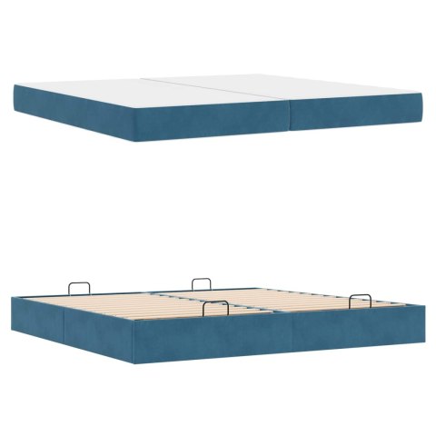 Rama łóżka z materacem z materacem 2 pcs Niebieski Aksamit