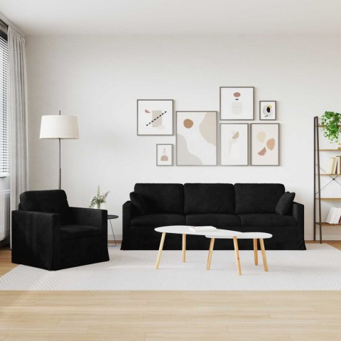 Sofa 2 pcs Czarny 228 x 78 x 80 cm Aksamit