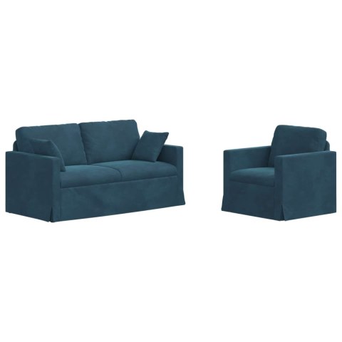 Sofa 2 pcs Niebieski 158 x 78 x 80 cm Aksamit