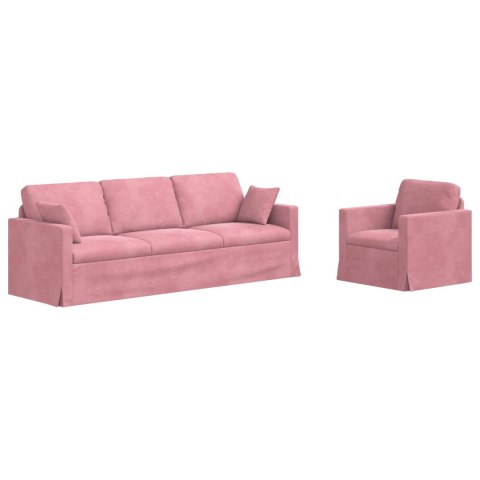 Sofa 2 pcs Różowy 228 x 78 x 80 cm Aksamit