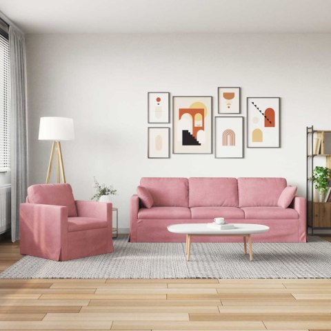 Sofa 2 pcs Różowy 228 x 78 x 80 cm Aksamit
