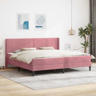 Ramka łóżka z materacem Różowy 200 x 200 cm Aksamit