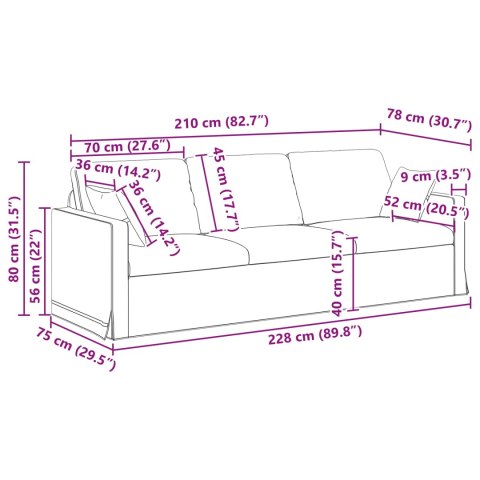 Sofa Różowy 228 x 78 x 80 cm Aksamit