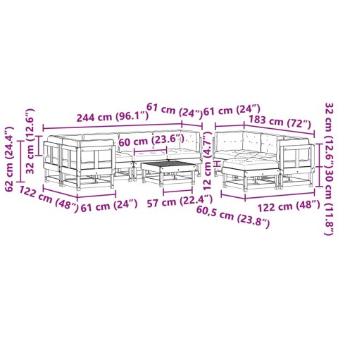 Zestaw wypoczynkowy w ogrodzie 33 pcs Woskowy Brąz
