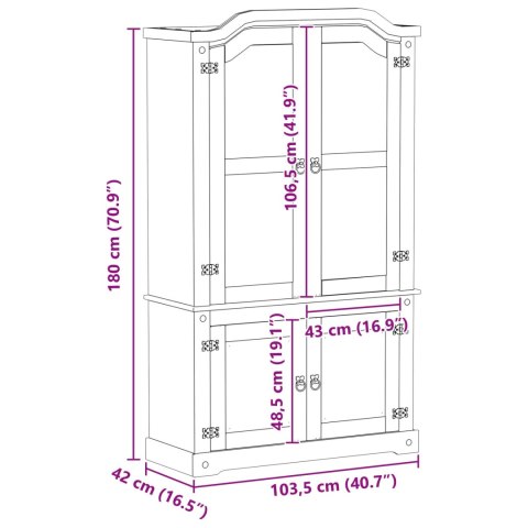 Witryna Biały 103.5 x 42 x 180 cm Lite drewno sosnowe