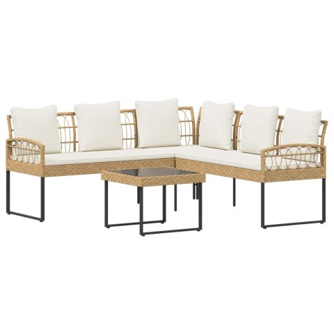Zestaw Sof na Ogród z poduszką 2 pcs Naturalny Poli Rattan Stal