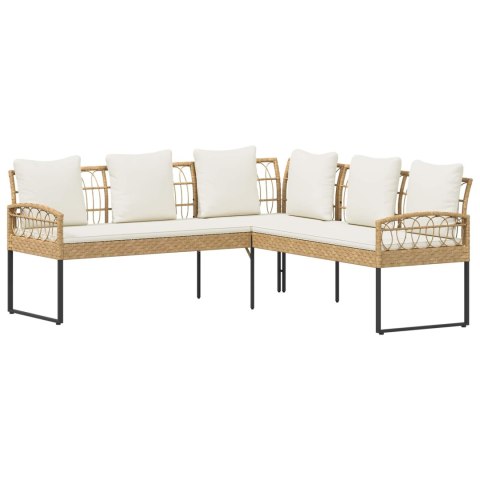 Zestaw Sof na Ogród z poduszką 2 pcs Naturalny Poli Rattan Stal