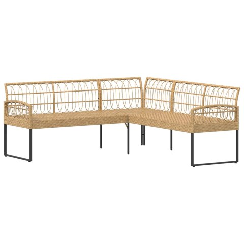Zestaw Sof na Ogród z poduszką 2 pcs Naturalny Poli Rattan Stal