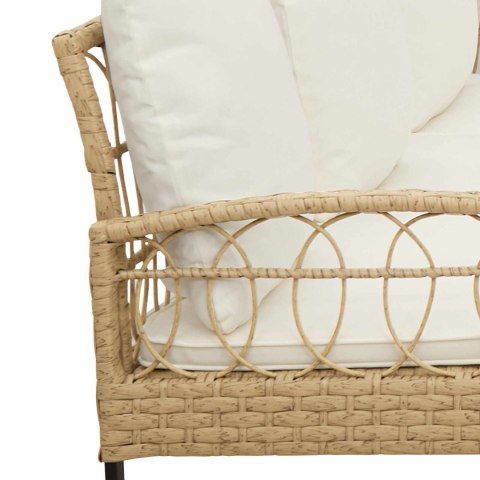 Zestaw Sof na Ogród z poduszką 2 pcs Naturalny Poli Rattan Stal