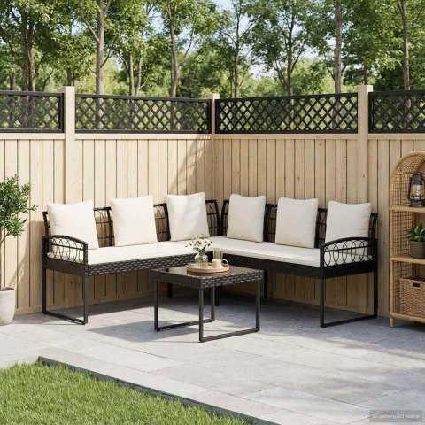 Zestaw sof ogrodowych 2 pcs Czarny Rattan polietylenowy i stal