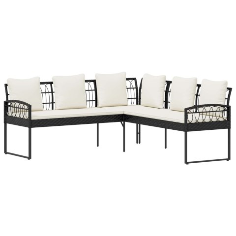Zestaw sof ogrodowych 2 pcs Czarny Rattan polietylenowy i stal