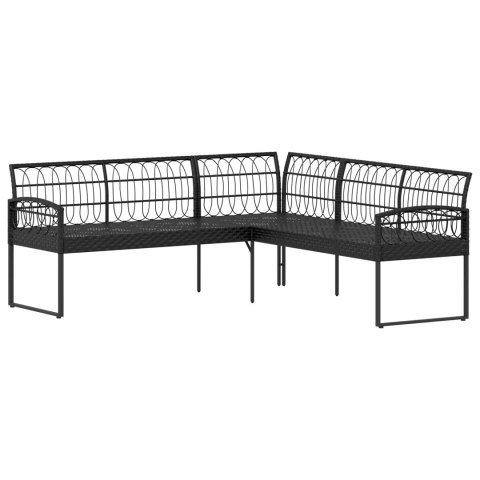 Zestaw sof ogrodowych 2 pcs Czarny Rattan polietylenowy i stal
