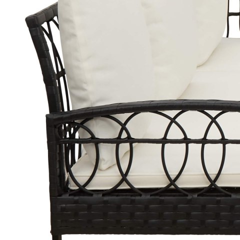 Zestaw sof ogrodowych 2 pcs Czarny Rattan polietylenowy i stal