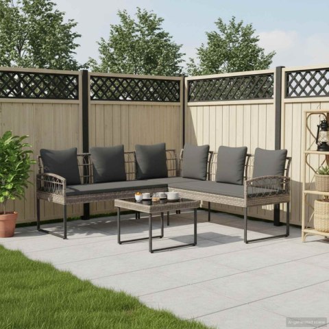 Zestaw sof ogrodowych 2 pcs Szary Rattan polietylenowy i stal