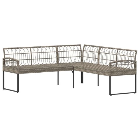 Zestaw sof ogrodowych 2 pcs Szary Rattan polietylenowy i stal