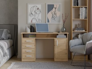 BIURKO ADA DĄB ARTISAN 125 Cm 4 Szuflady Szafka Półki Do Biura Pokoju Na Laptop