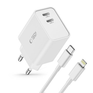 Ładowarka sieciowa C35W 2x USB-C z kablem USB-C - iPhone Lightning - biała