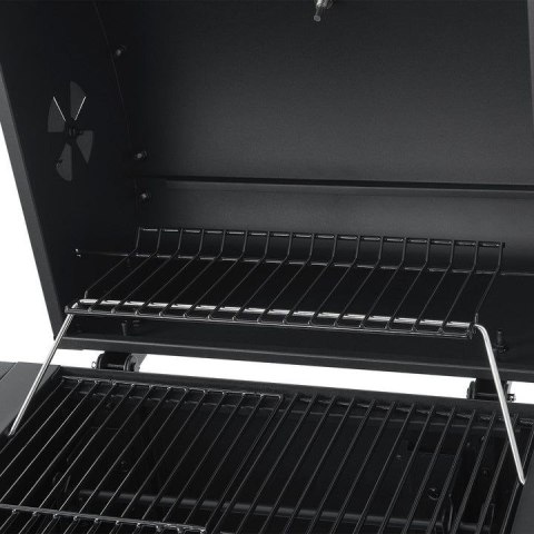 Kompaktowy grill węglowy z termometrem i półką, 86x104x52 cm