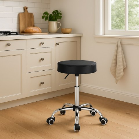 Taboret kosmetyczny na kółkach TULSA czarny