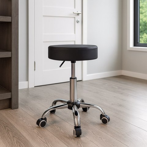Taboret kosmetyczny na kółkach TULSA czarny