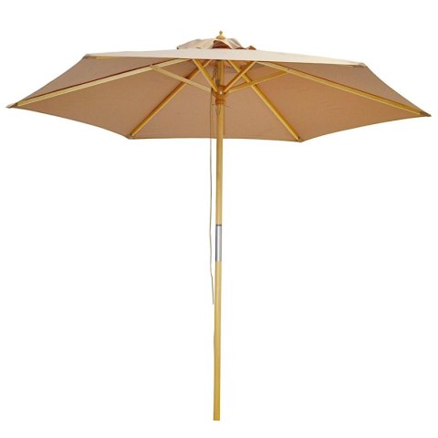 PARASOL OGRODOWY DREWNIANY 250CM SKŁADANY PIASKOWY