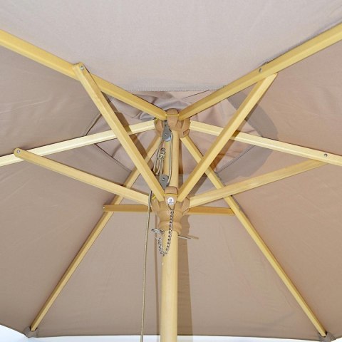 PARASOL OGRODOWY DREWNIANY 250CM SKŁADANY PIASKOWY