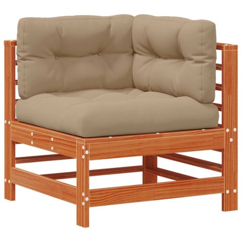 Sofa narożna do ogrodu Lite drewno sosnowe Woskowy Brąz