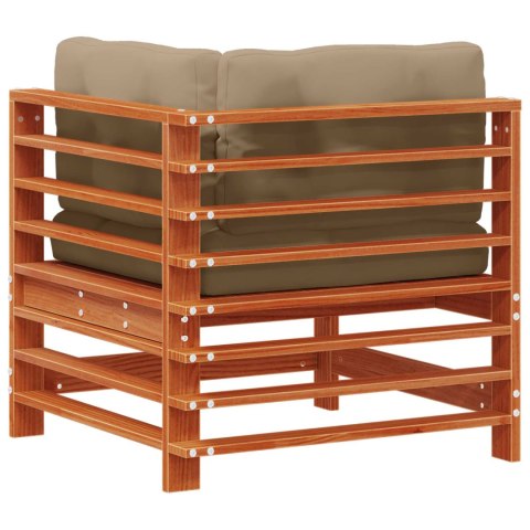 Sofa narożna do ogrodu Lite drewno sosnowe Woskowy Brąz