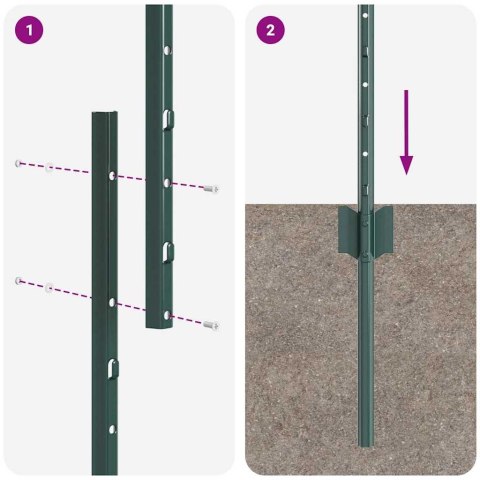 Słupek ogrodzeniowy. 44 pcs Zielony 200 cm Stal