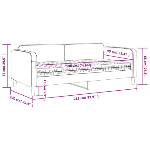 Sofa z materacem, czarna, 90x190 cm, tkanina
