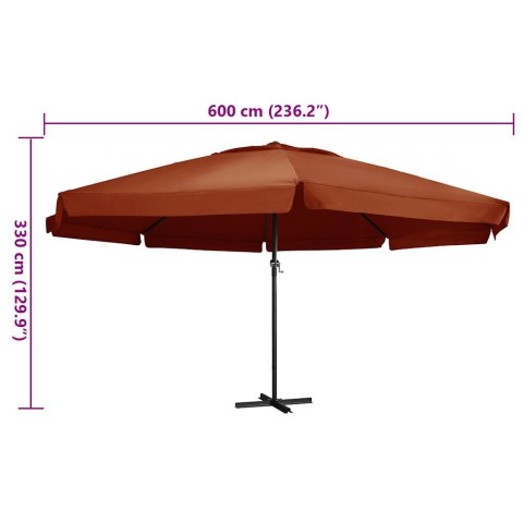 Parasol ogrodowy na aluminiowym słupku, 600 cm, terakota