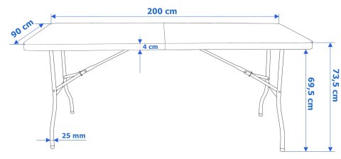 Stół cateringowy BUFET BLACK składany 200 cm