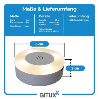 Zestaw 5x Lampka Nocna LED Dotykowa USB - 3 Barwy Światła, Samoprzylepna