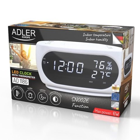 Budzik ADLER AD 1186 white