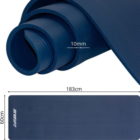 MATA FITNESS NBR ANTYPOŚLIZGOWA 183x60x1CM NIEBIESKA + POKROWIEC ENERO FIT