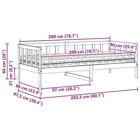 Łóżko dzienne z materacem Brązowy i biały wosk 90 x 200 cm