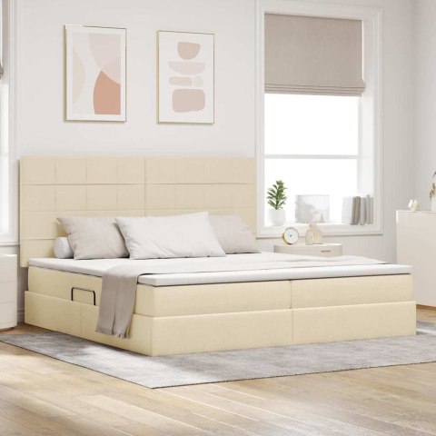 Łóżko z miejscem na przechowywanie i LED Kremowy 200 x 200 cm