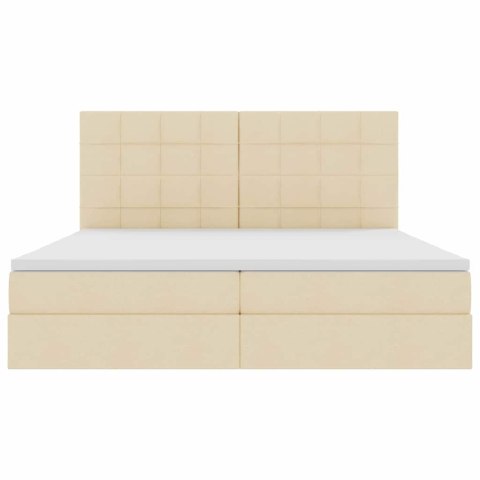 Łóżko z miejscem na przechowywanie i LED Kremowy 200 x 200 cm
