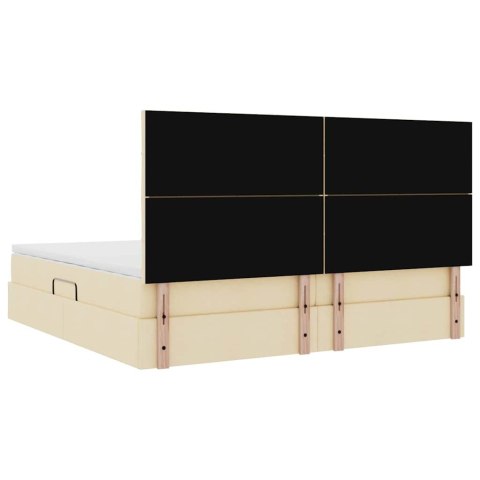 Łóżko z miejscem na przechowywanie i LED Kremowy 200 x 200 cm