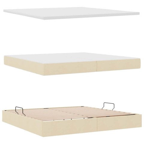 Łóżko z miejscem na przechowywanie i LED Kremowy 200 x 200 cm