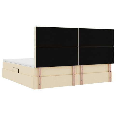 Łóżko z miejscem na przechowywanie i LED Kremowy 200 x 200 cm
